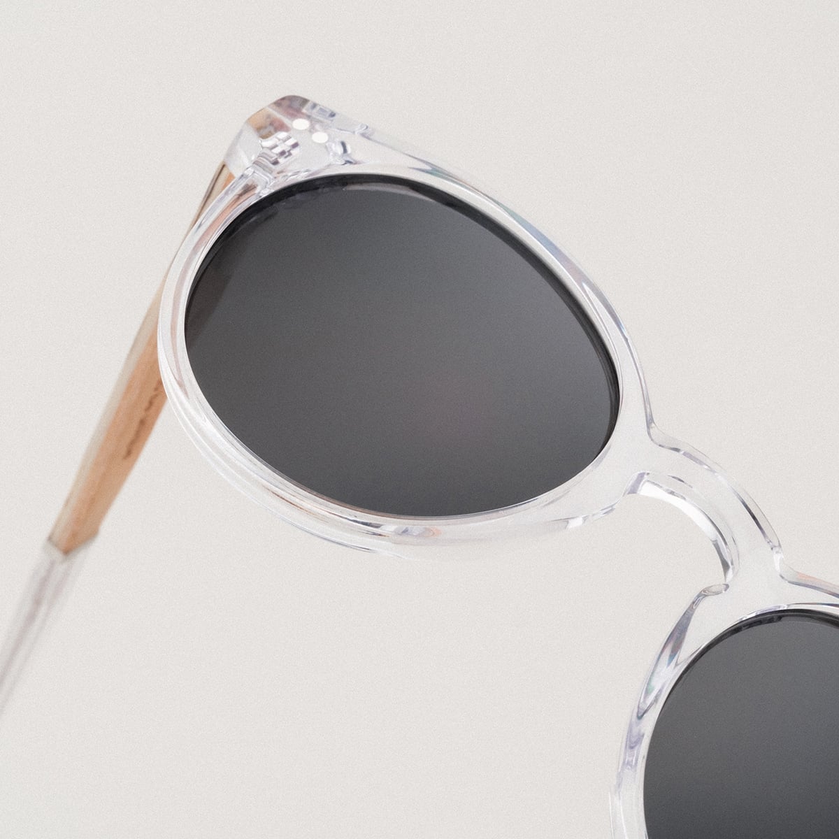 "The Hyped" sunglasses feature a sleek zebrawood and crystal design, blending natural elegance with modern style.