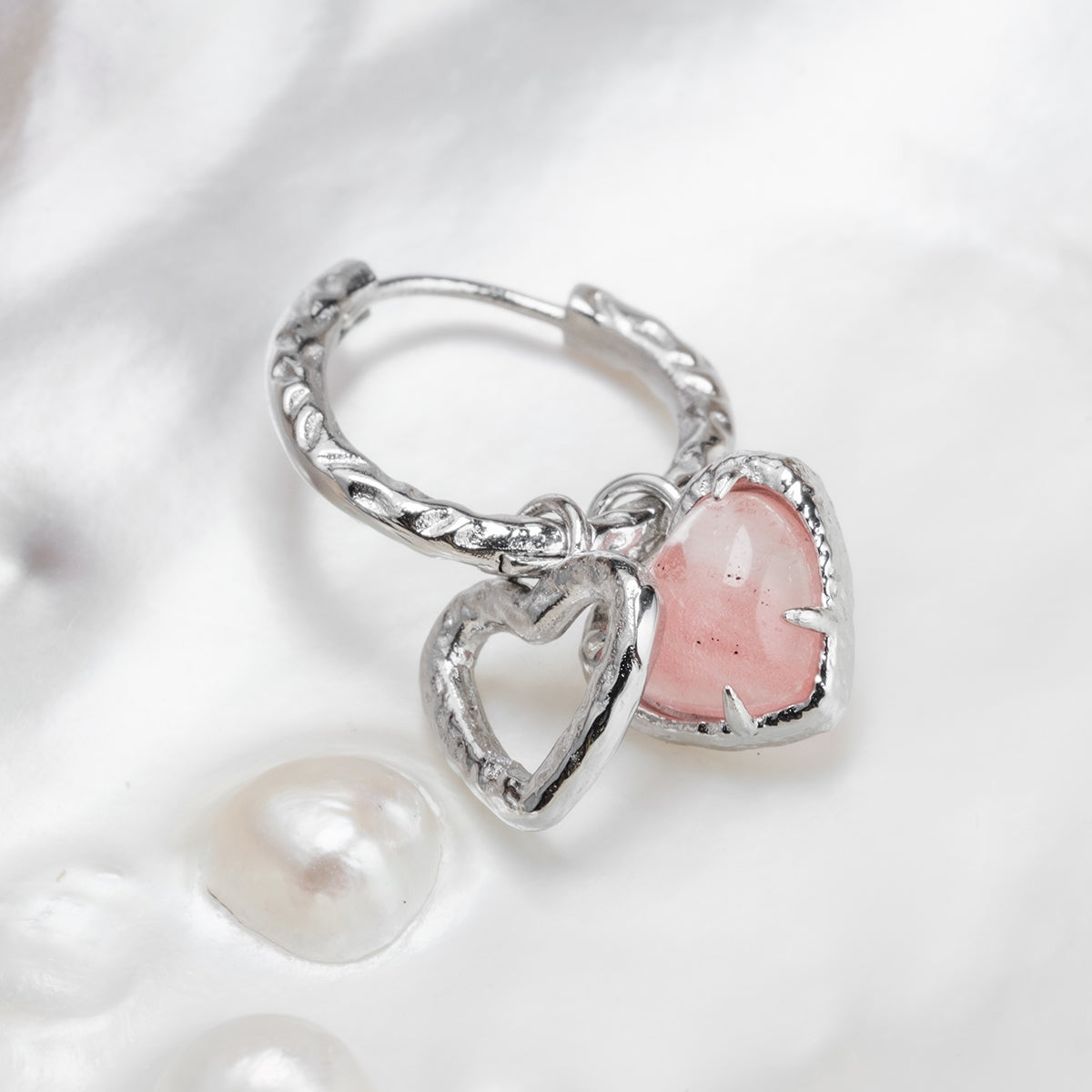 Amorance Ohrringe (Rosenquarz/Silber)