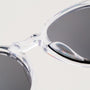 "The Hyped" sunglasses with sleek crystal frames and zebrawood accents.