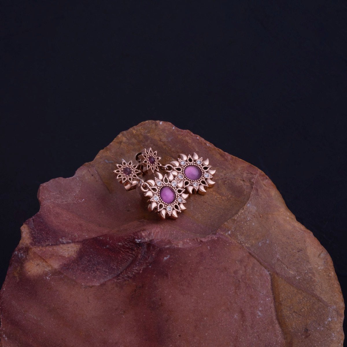 Suncatcher Earrings (Amethyst/Rose Gold) Ii