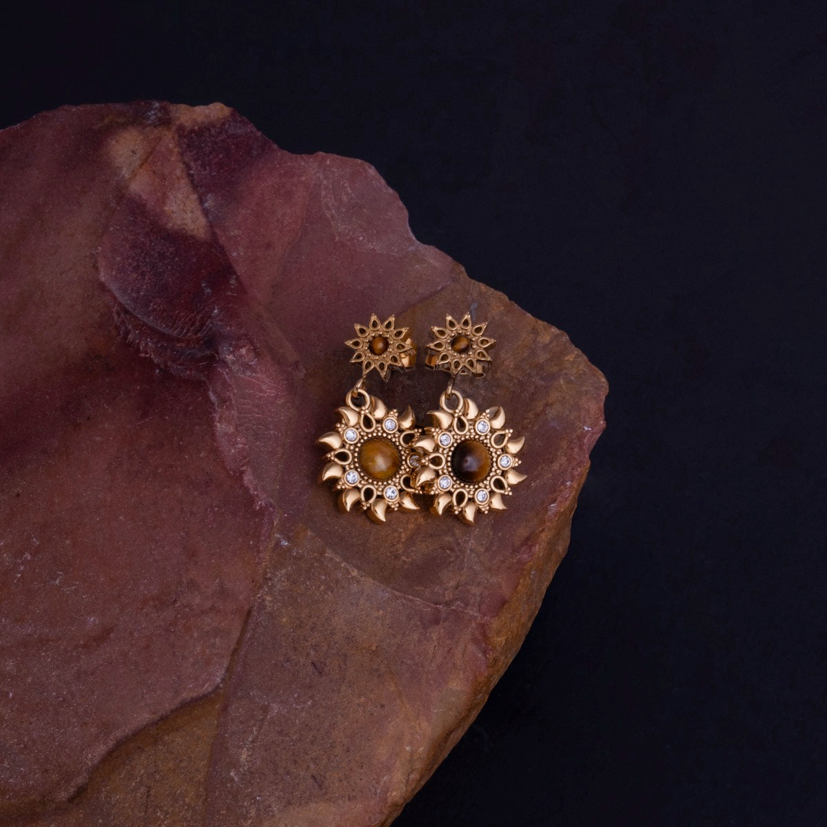 Suncatcher Earrings (Tiger'S Eye/Gold)
