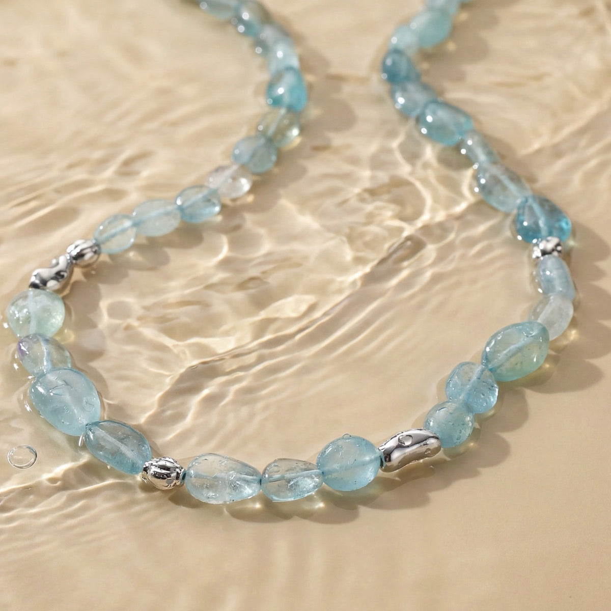 Fireworks Necklace (Aquamarine/Silver)
