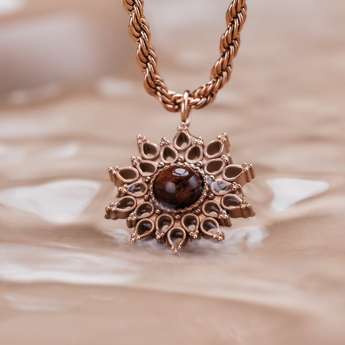 Suncatcher Halskette (Walnuss/Rosé)