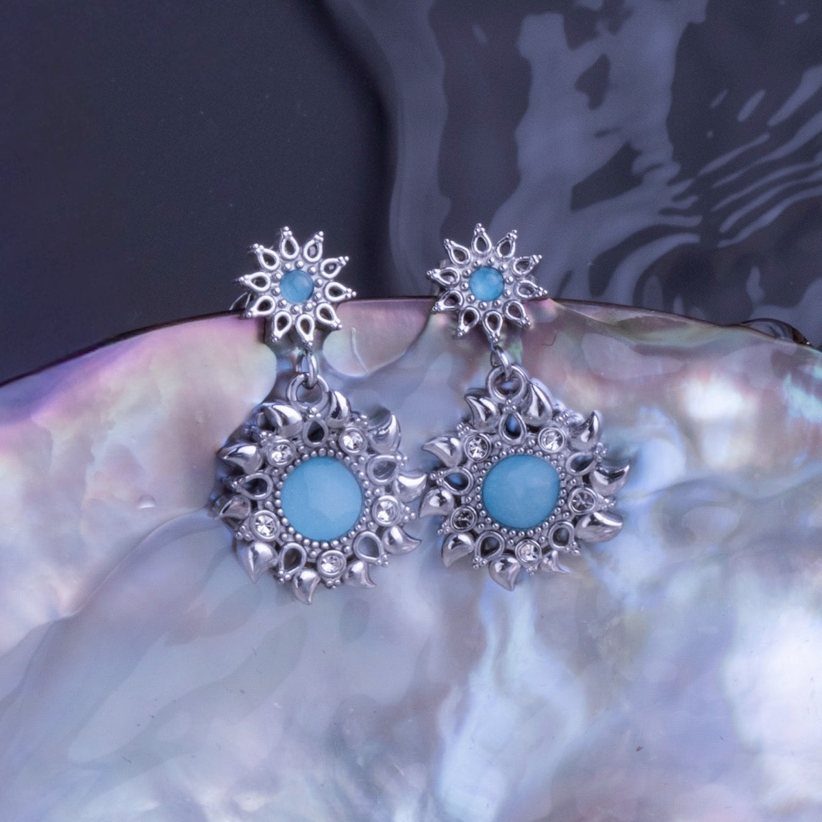 Suncatcher Ohrringe (Aquamarin/Silber)