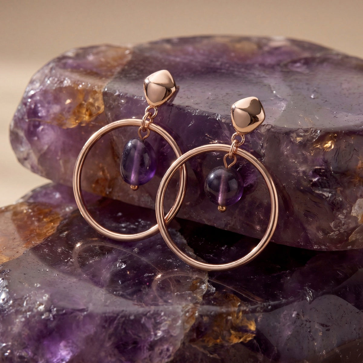 Fireworks Ohrringe (Amethyst/Rosé)