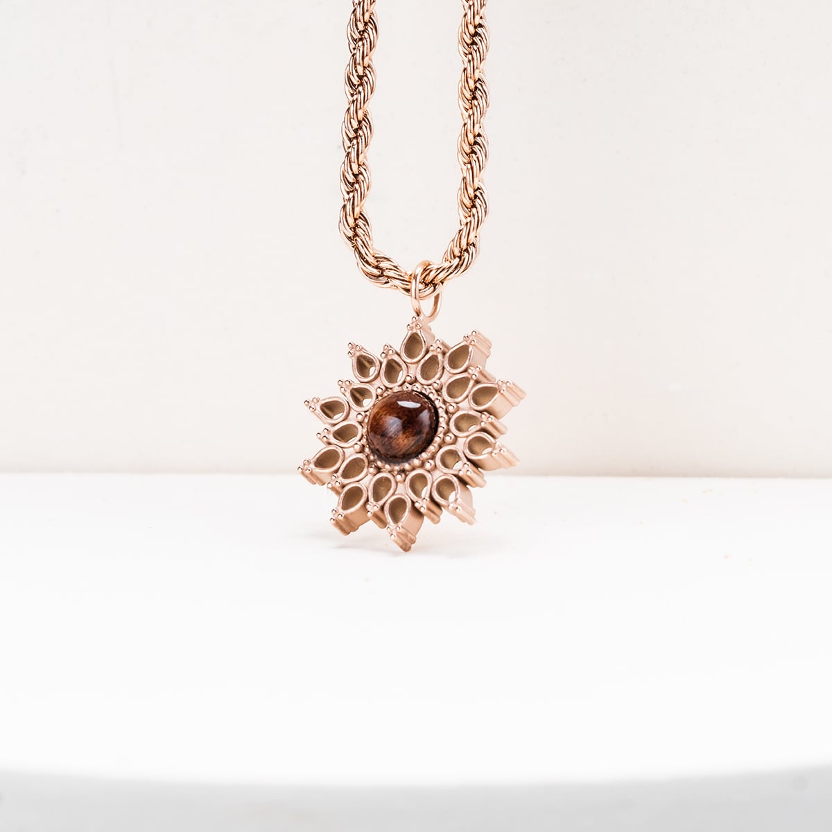 Suncatcher Halskette (Walnuss/Rosé)