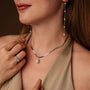 "Summersweet Necklace" necklace featuring a baroque pearl and silver design, elegantly styled for a sophisticated look.