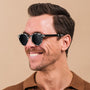 "The Hyped" sunglasses in a stylish Leadwood/White Havana design.