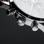 "Melodical" watch featuring a marble and silver design with a sleek, polished finish.