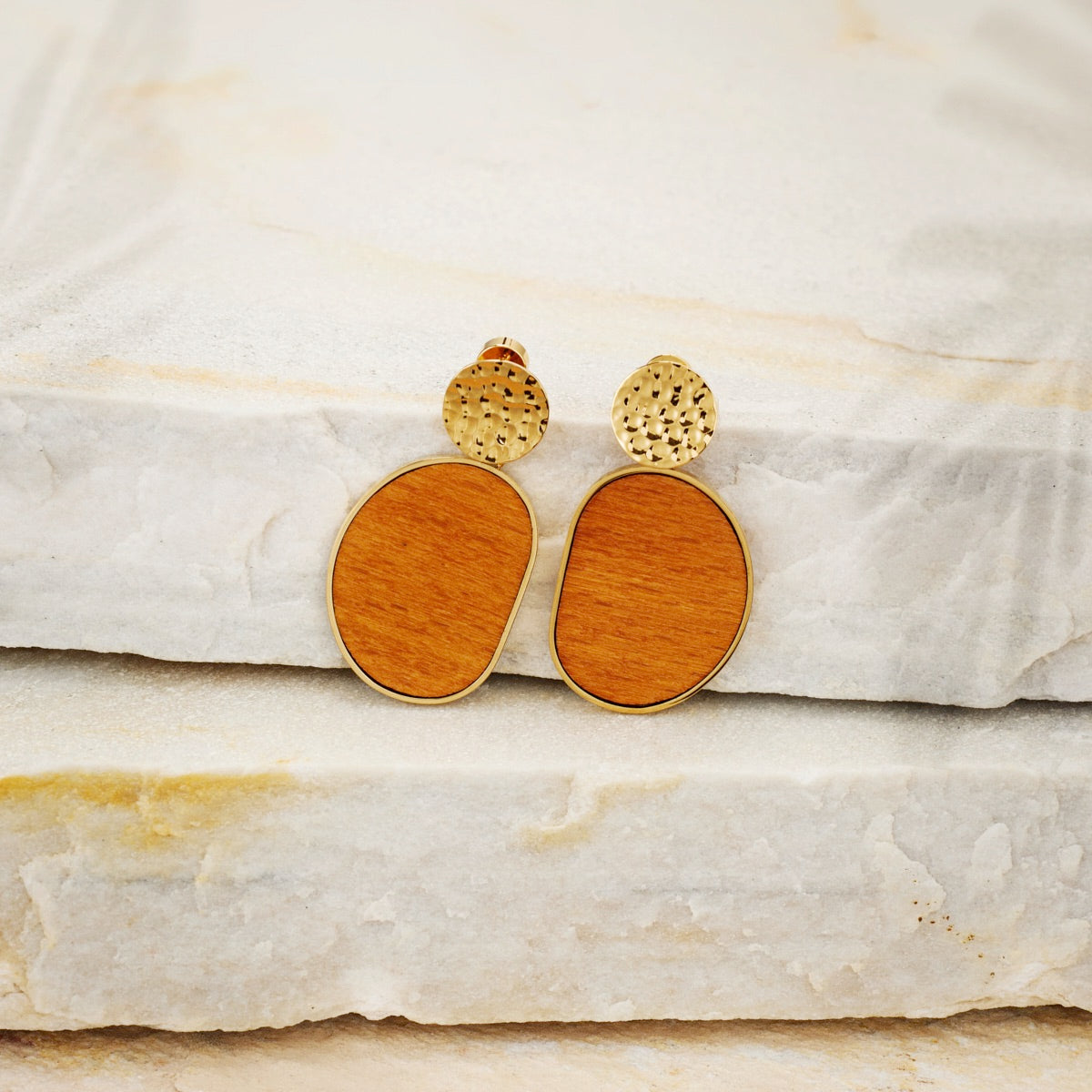 Sequoia Ohrringe (Walnuss/Gold) I