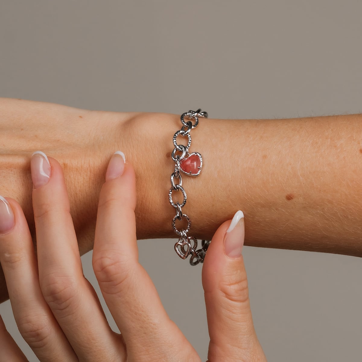 Amorance Armband (Rosenquarz/Silber)