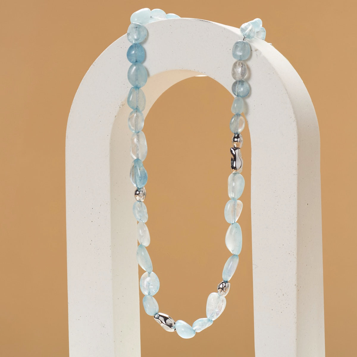 Fireworks Necklace (Aquamarine/Silver)