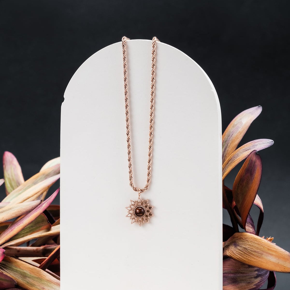 Suncatcher Necklace (Walnut/Rose Gold)