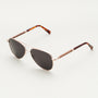 "The Badass I" sunglasses featuring a sleek design in Walnut and matte gold.