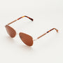 "The Badass II" sunglasses, featuring a stylish walnut and matte gold design.