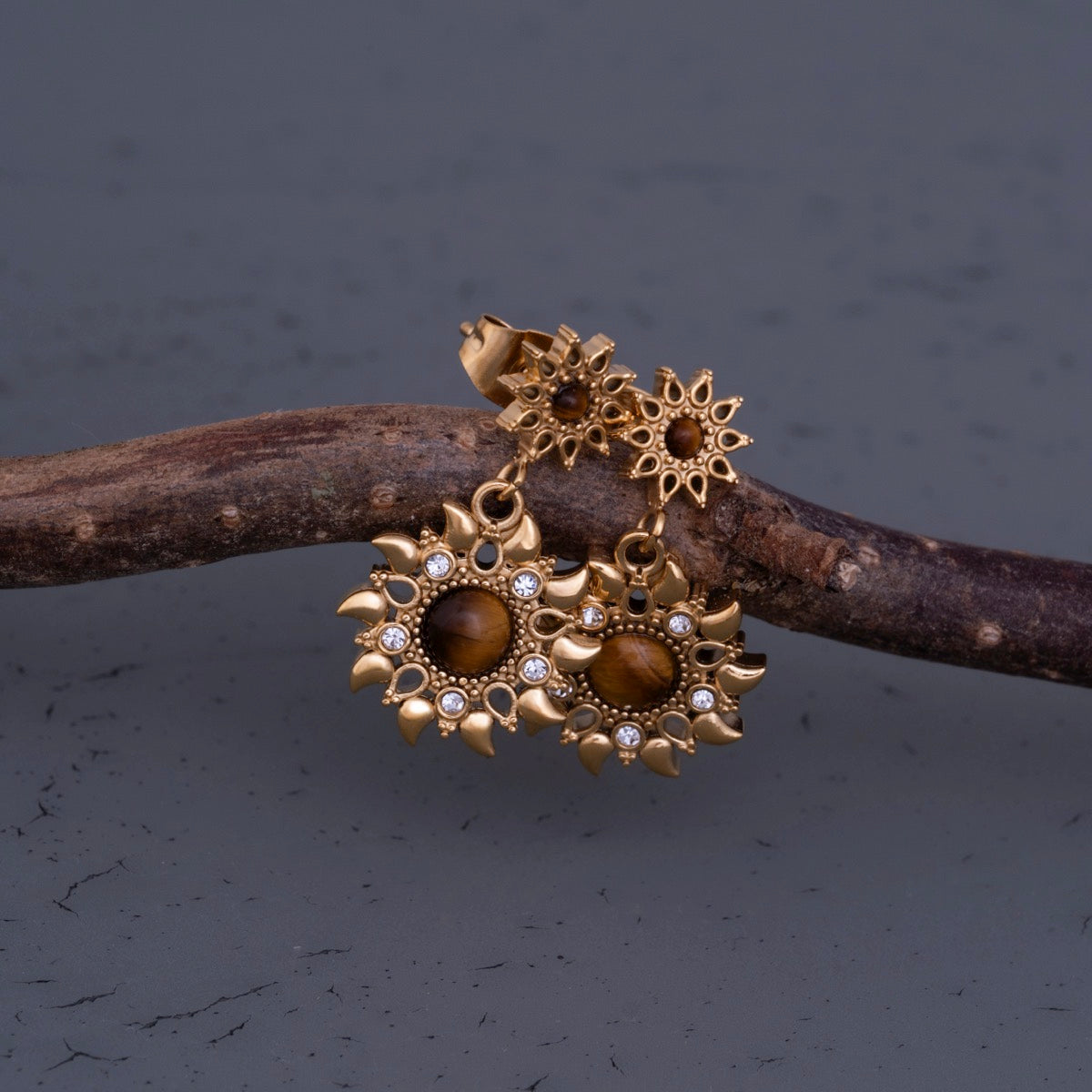 Suncatcher Earrings (Tiger'S Eye/Gold)