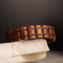 "Grandezza wooden bracelet featuring a mahogany and gray design for a stylish, rustic look."