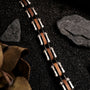 "Allegro" bracelet in Walnut and Silver, showcasing a sleek and modern style.