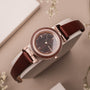 "Harriet" watch features a walnut/maple finish with a sophisticated modern style.
