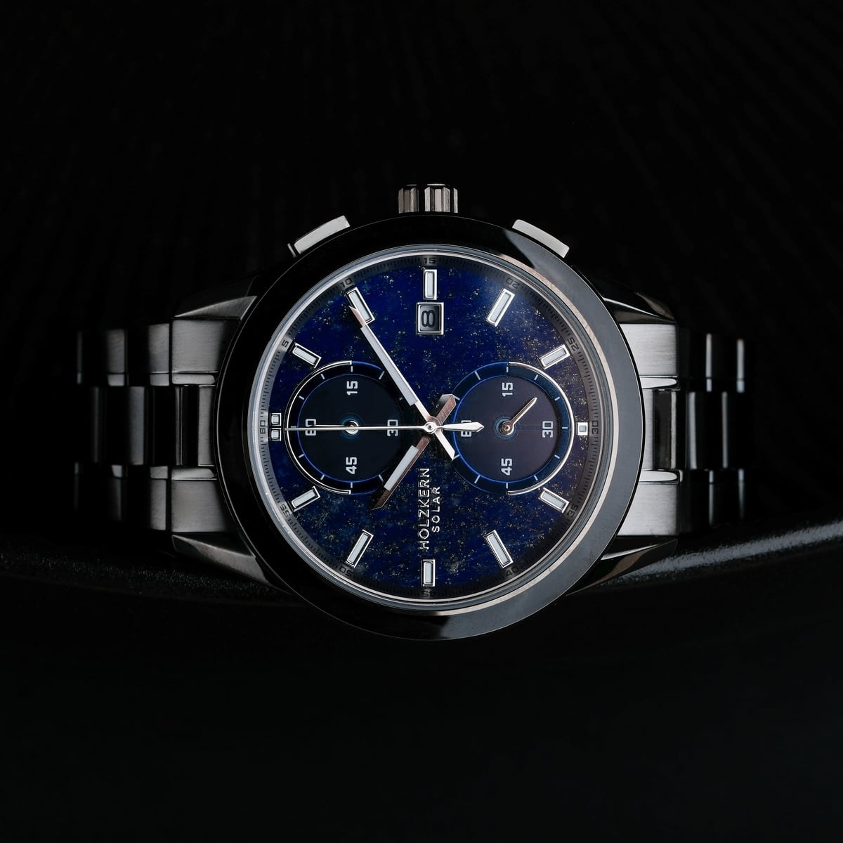 "Uplift" watch featuring a Lapis Lazuli dial and Maple accents in a sleek, modern design.