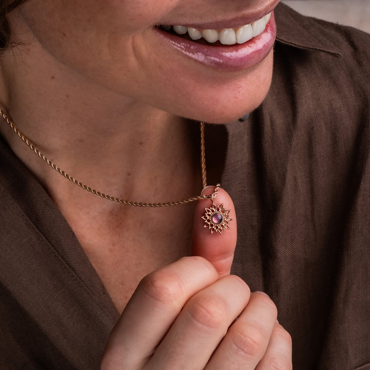 Suncatcher Necklace (Amethyst/Rose Gold)